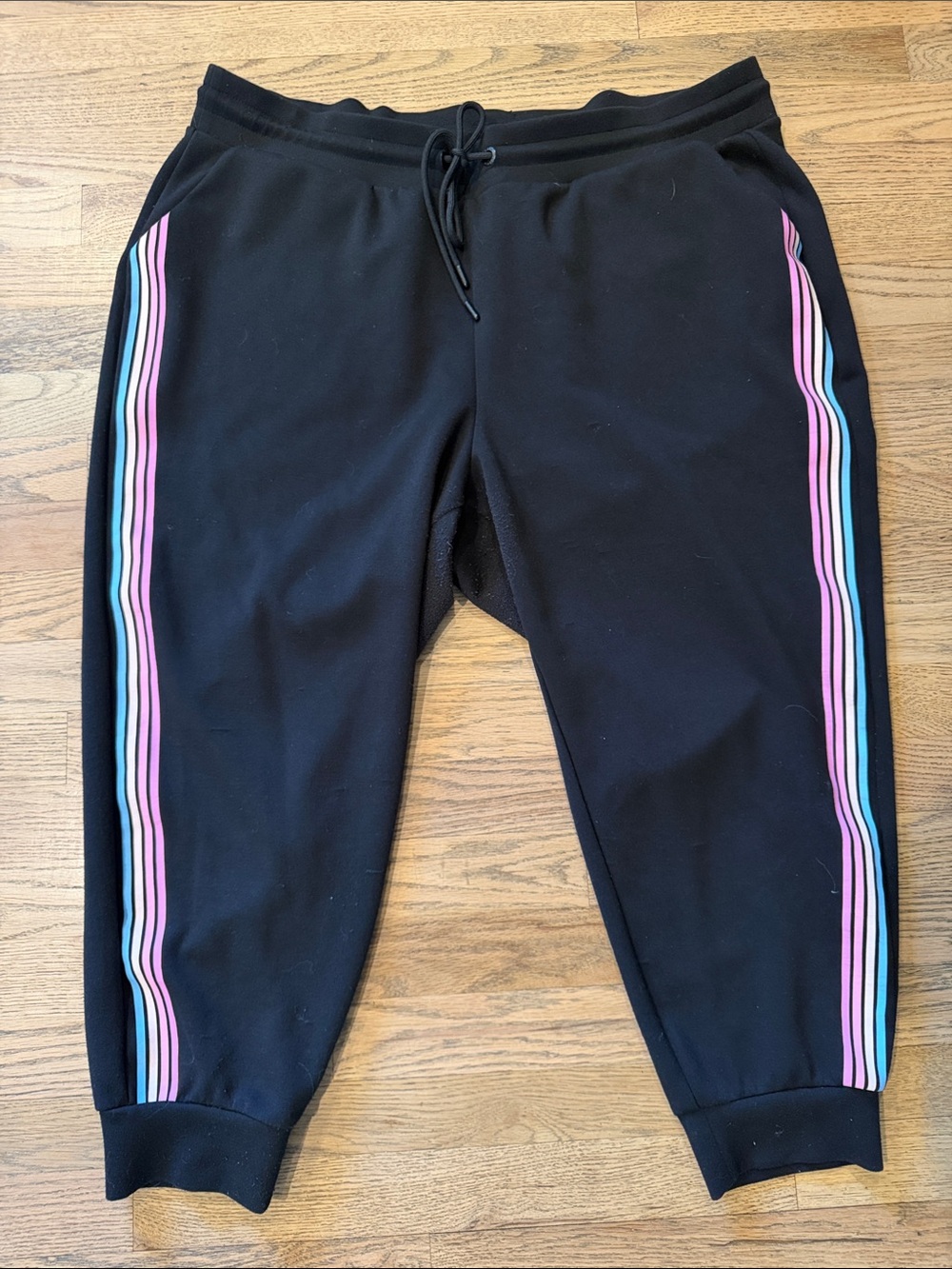 torrid Black Joggers with Pink & Light Blue Side Stripes
